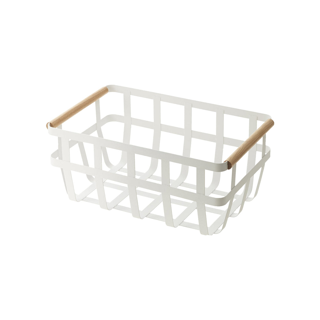 Panier Tosca blanc, vide, vue de trois quarts.