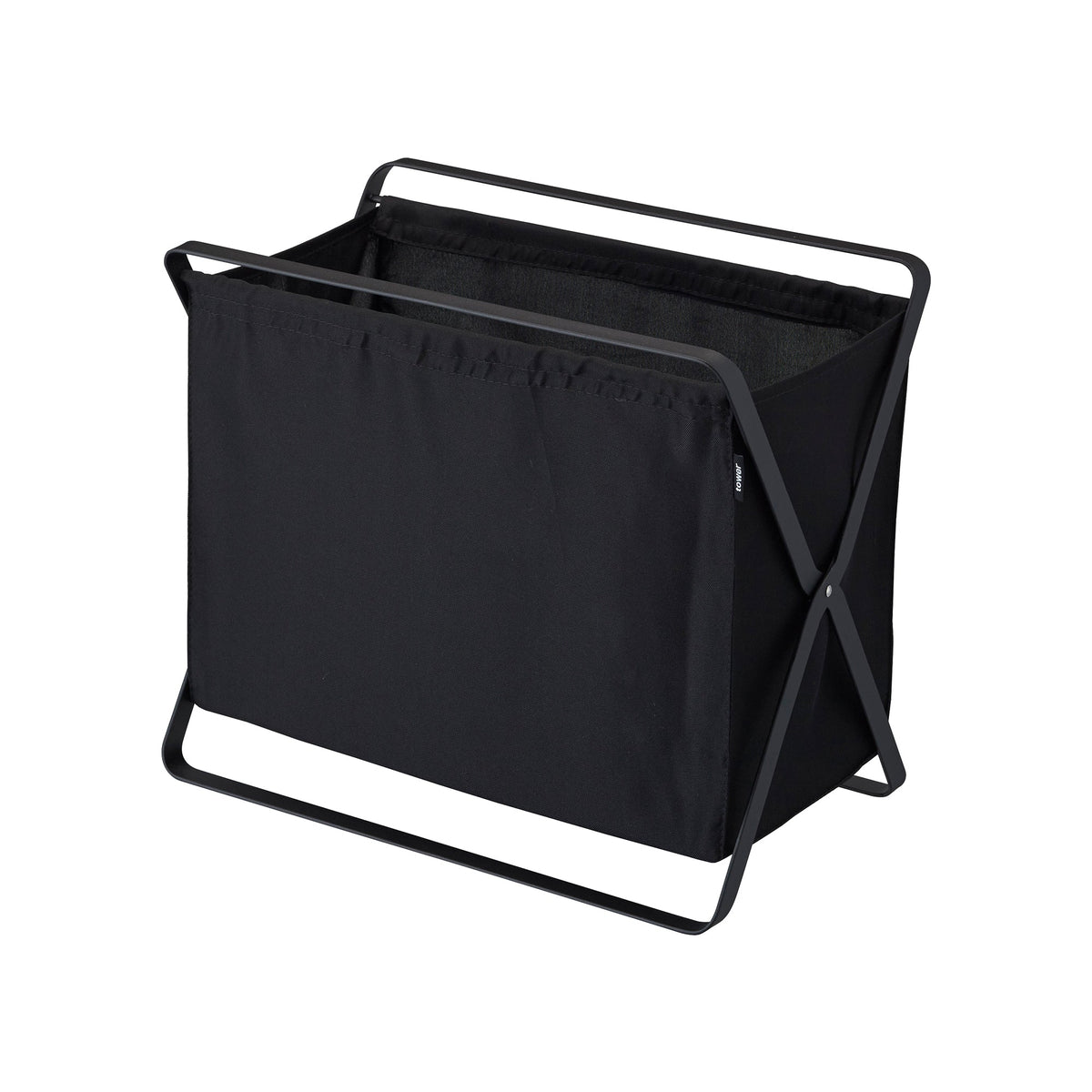 Panier pliable Tower avec cadre en acier – noir, coloris noir, vue principale.