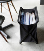 Panier pliable Tower avec cadre en acier – noir, coloris noir, détail du produit.