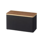 Boîte de rangement Rin en acier et bois, coloris noir, vue principale.