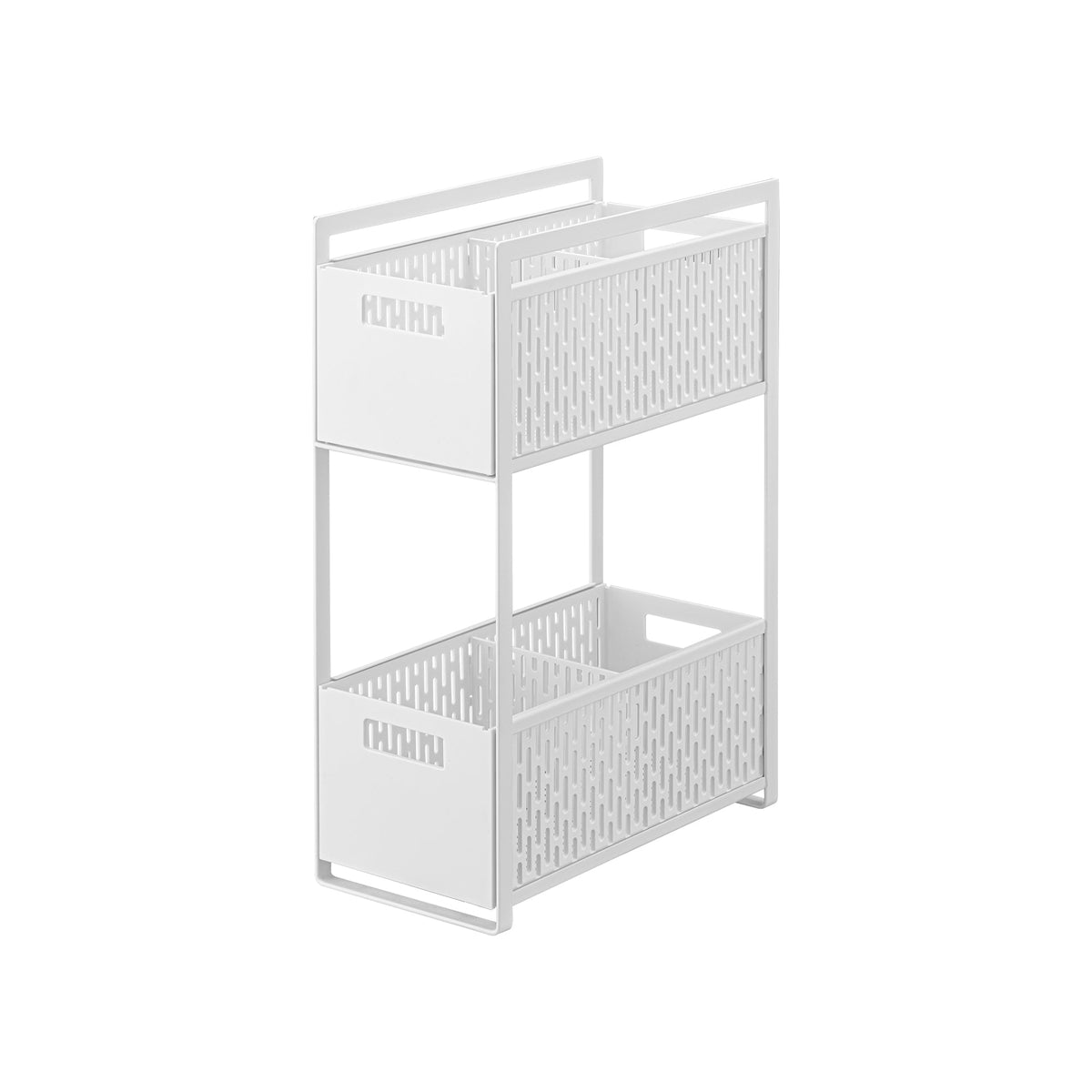 Panier de rangement double niveau Tower, coloris blanc, vue principale.