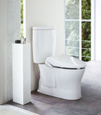 Organiseur de toilettes Tower en acier, coloris blanc, mise en situation ; objets non inclus.