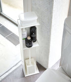 Organiseur de toilettes Tower en acier, coloris blanc, détail du produit.