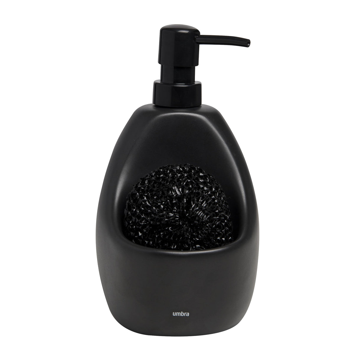 Distributeur de savon Joey avec éponge grattoir, option Noir ; vue principale.