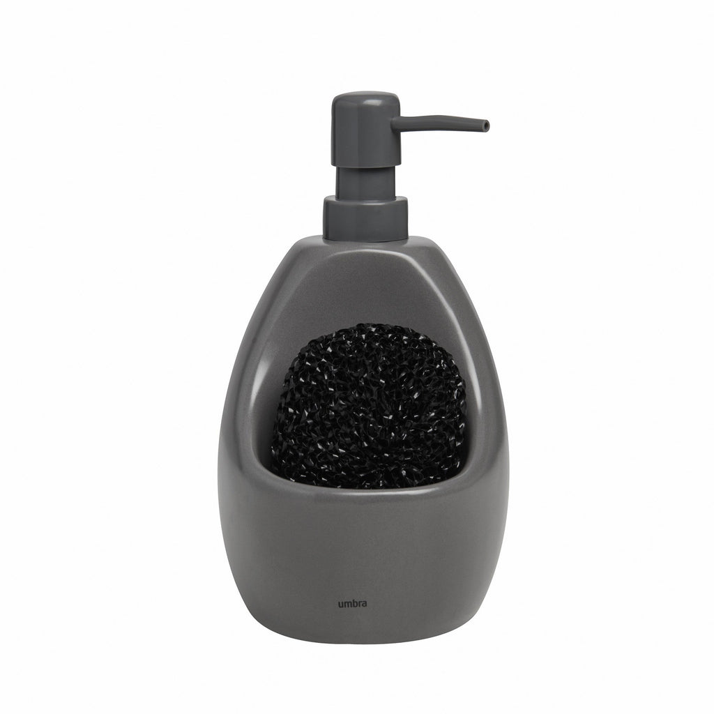 Distributeur de savon Joey avec éponge grattoir, option Anthracite ; vue principale.