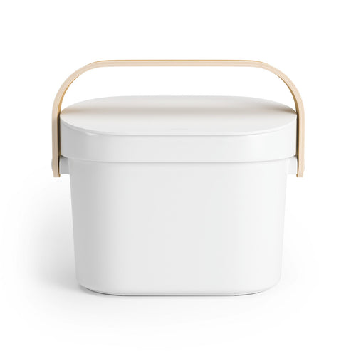Bac à compost de comptoir Bellwood – 4 L, option Blanc-naturel ; vue principale.
